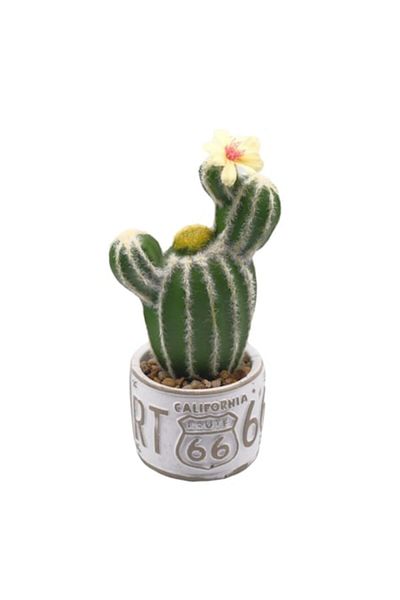 OEM Decoratiune cactus in ghiveci pvc/ceramica, 22x9x9 cm verde