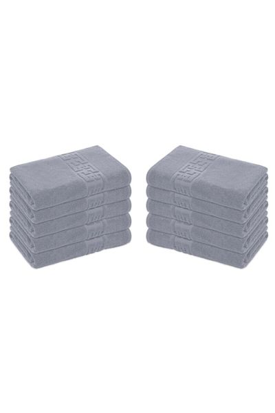 OEM Set 10 Bath Towels, Cotton, Greek Border, 500g/m², 70x140cm, Gray
