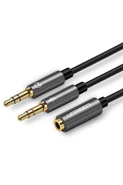 Ugreen Przejściówka rozdzielacz AUX 3.5 mm mini jack na mikrofon i słuchawki czarny