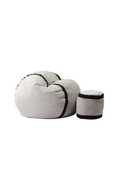 Pufrelax Set Fotoliu Matusalem cu Otoman (Footrest), Textile Material - Angora Grey