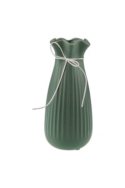 OEM Vază ceramică cu striații, 11x25 cm, verde