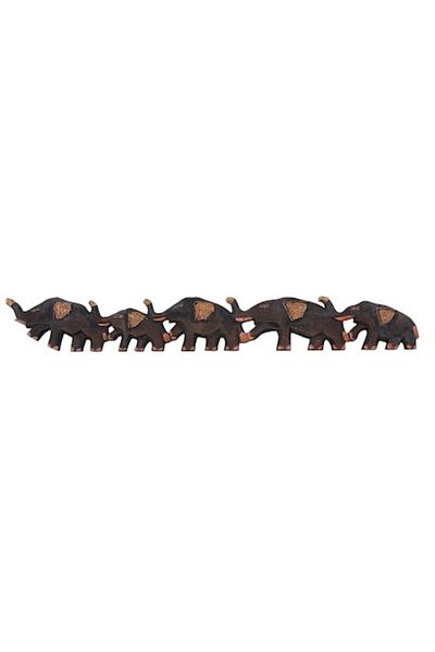 OEM Wooden decor with five elephants, 100x15 cm