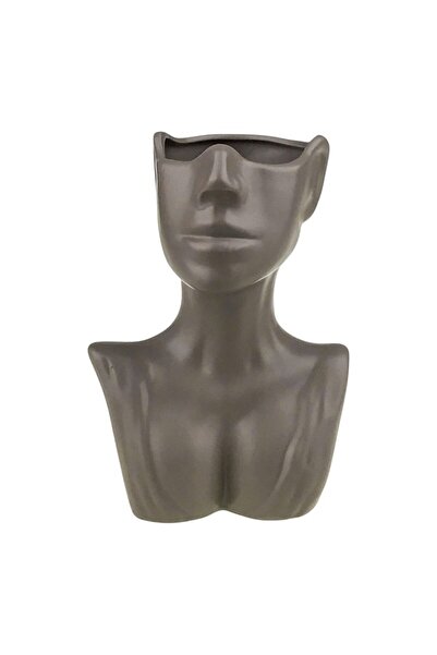 OEM Decorative Vase in Woman Bust Shape 14x20 cm Gray