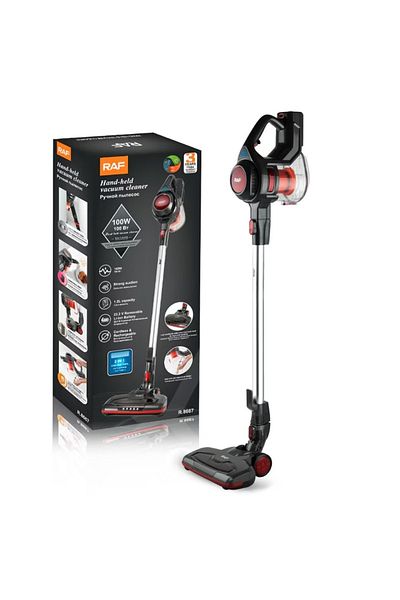 divendi-ro Aspirator fără fir și fără sac, RAF R8667, 100 W, 2 accesorii, filtru HEPA, negru-roșu