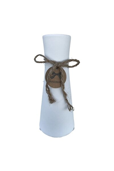 OEM Vază ceramică cu gât îngust și fundă din frânghie, 8x20 cm