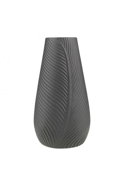 OEM Ceramic Vase - Leaf Design, 17x33 cm, Grey