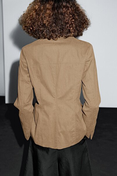 Massimo Dutti Düğme detaylı pamuklu blazer