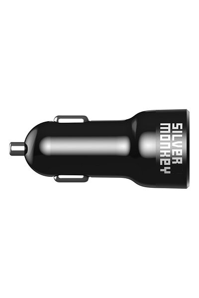 Silver Monkey Încărcător auto 1xUSB-C 1xUSB-A 45W PD QC negru