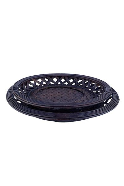 OEM Set 2 round fruit trays made of rattan, 40cm