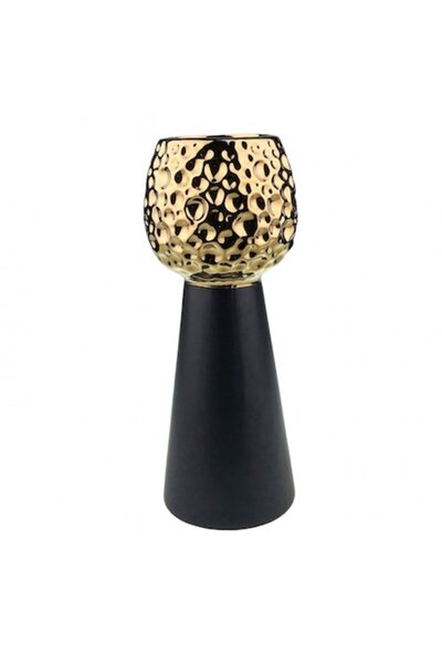 OEM Ceramic Vase, 13x33 cm Black-Gold