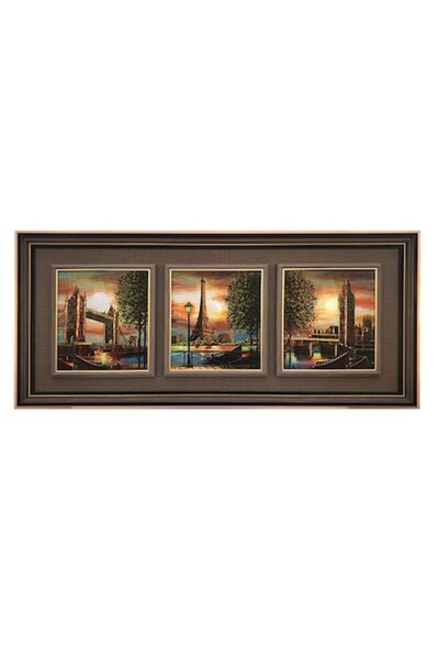 OEM Tablou, Rama Plastic, 3 Imagini, 89x39cm, Atractii Turistice M1