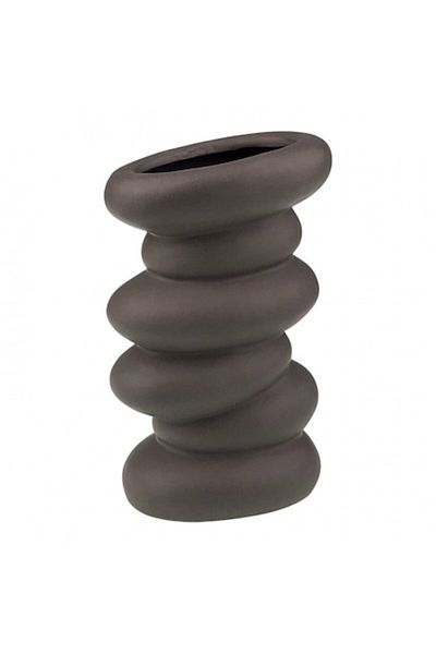 OEM Ceramic Vase Formed from Stacked Stones, 11x18 cm Brown