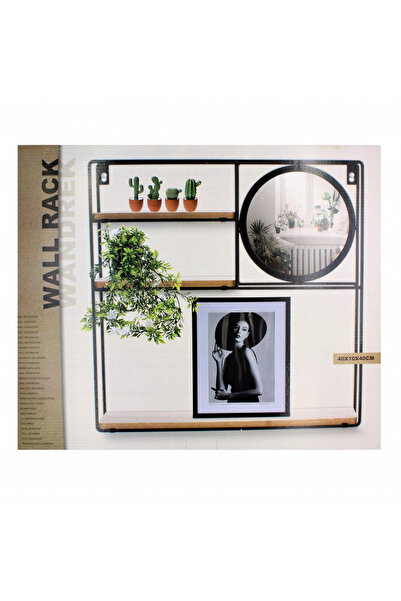 H&S collection Wall shelf with mirror 40x40x10 cm
