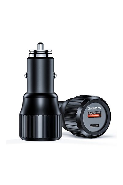 CHOETECH Încărcător auto USB-C USB-A PD 63W Negru