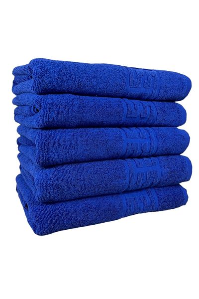 Plush Set 5 prosoape, albastre, 100% bumbac 550gr, 50x90cm
