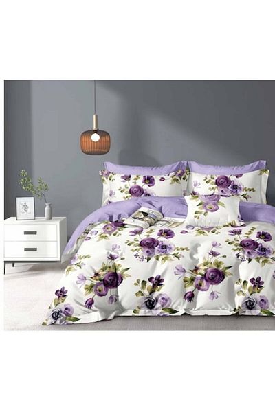 OEM Double Bed Sheets, 6 Pieces, 2 Persons, 180x200 cm, Floral Field Print, Multicolor