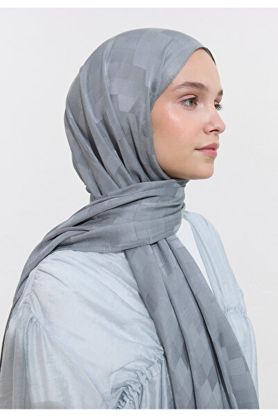Freshscarfs Nori Ipeksi Jakar Şal Mavi-gri