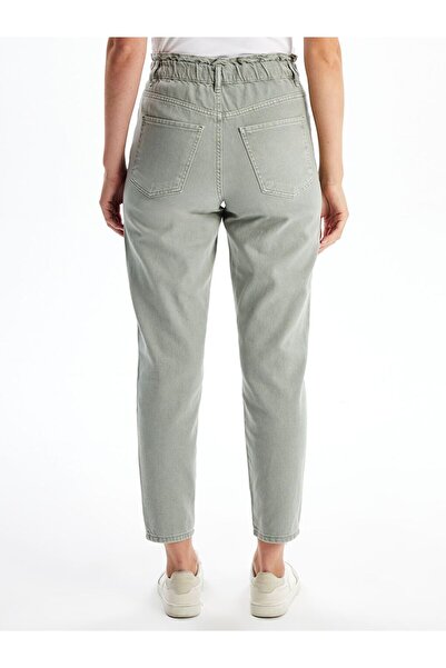 LC Waikiki Pantaloni de damă din denim cu talie elastică, în kaki