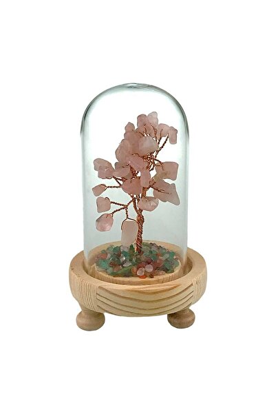 OEM Decorative Tree in Dome with Adventurine Stones, 8x14 cm, Pink