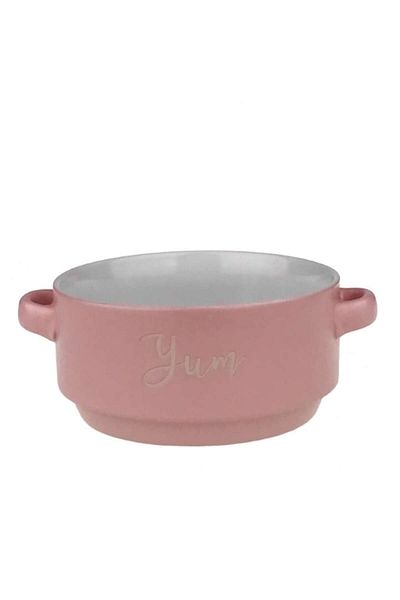 OEM Bol ceramic cu inscripția „Supă”, 13x6 cm, roz deschis