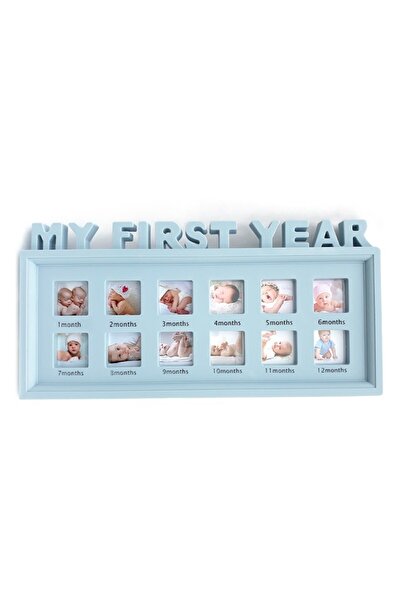 OEM Ramă foto cu spații pentru douăsprezece fotografii, „Primul meu an”, albastră, 40x20 cm