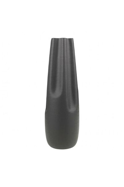 OEM Ceramic Vase with Horizontal Stripes and Narrow Opening, Gray, 11x35 cm