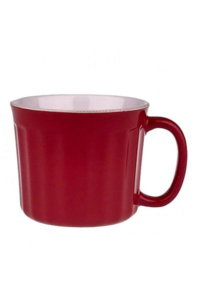 OEM Ceramic Mug Bowl with Stripes, 12x10 cm Red