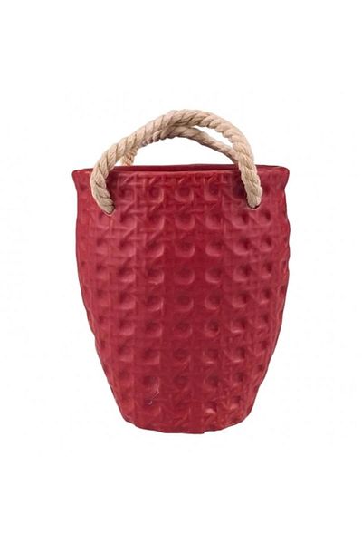 OEM Ceramic Vase in the Shape of a Purse 12x14 cm Red