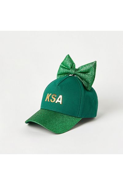 Juniors KSA National Day Print Cap with Bow and Velcro Strap Closure