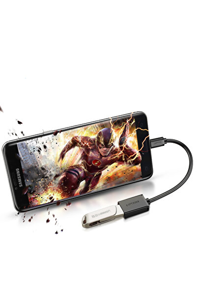 Ugreen Przejściówka adapter micro USB (męski) - USB-A (żeński) OTG płaski 0.15m - czarny