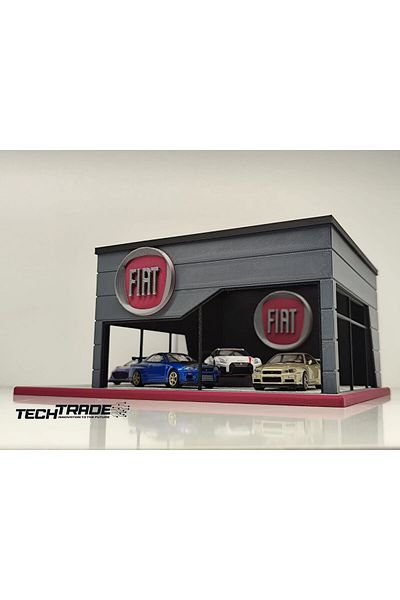 Tech Trade Fiat Diecast Showroom Garage Diorama 1:64 Scale