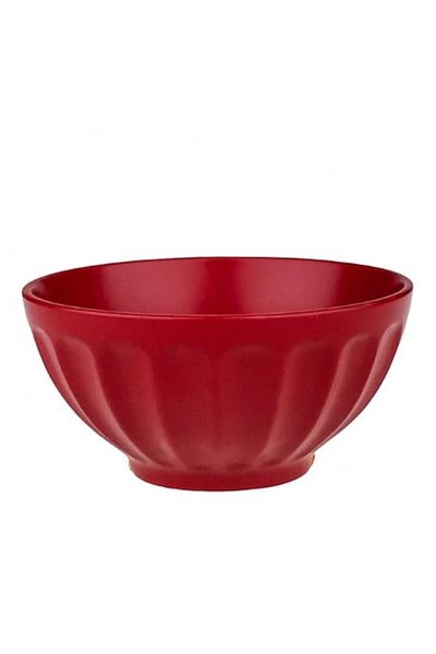 OEM Ceramic Bowl with Stripes, 15x8 cm, Red