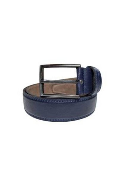 OEM Curea bărbătească, piele, albastră, lățime 3,5 cm, lungime 125 cm