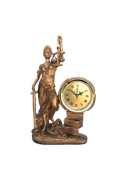 OEM Resin Decoration Representing the Goddess of Justice with Plastic Clock, 21x31 cm