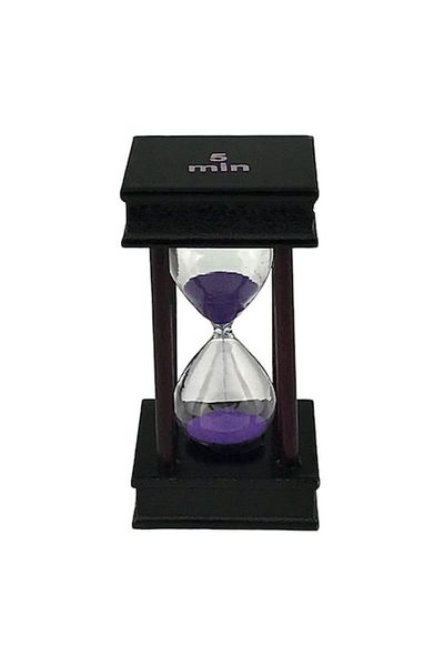 OEM Wooden Hourglass with Writing - 5 Minutes, Black-Purple, 6x11 cm