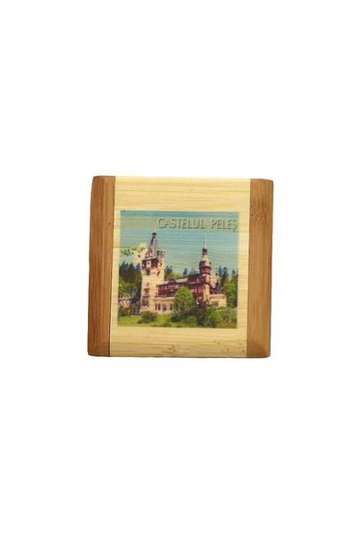 OEM Pocket Mirror with Wooden Case, Peles Castle, 8x11cm, Multicolor, M1