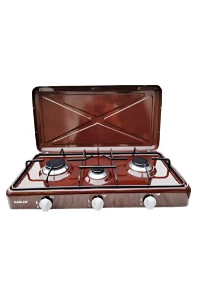 Rovitech Enamel gas stove with 3 burners for gas, 0.9 kW, 1.5 kW, 1.9kW, Maroon