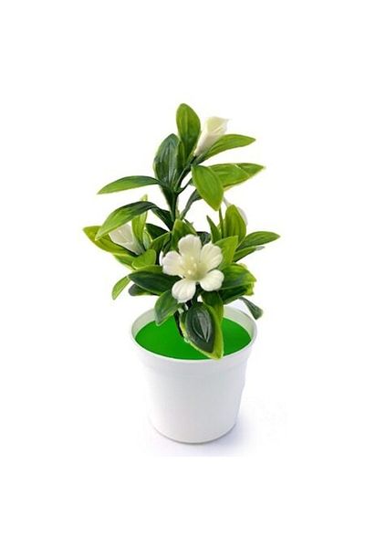 OEM Plastic Flower Pot with Decorative Flowers, White, 10x18 cm