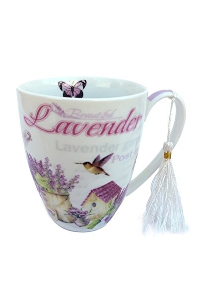 OEM Cană ceramică cu design de lavandă și căsuță, ambalată în cutie cu pangli...