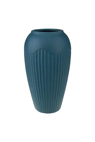 OEM Vază ceramică cu dungi bleumarin 12x23 cm