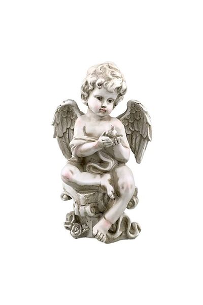 OEM Figurină înger cu porumbel în mâini, rășină, 20x34 cm, gri antracit