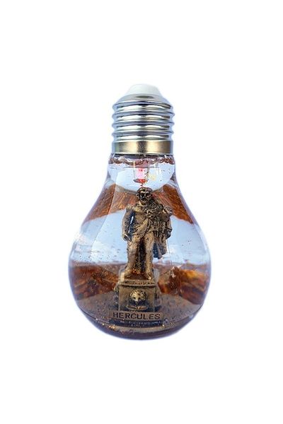 OEM Plastic Light Bulb with Glitter and Hercules Figurine, 6x10 cm
