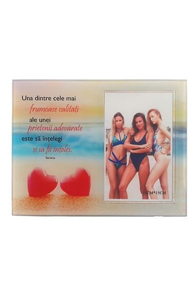 OEM Ramă foto, sticlă, mesaje de prietenie, 10x15cm, multicoloră, M6