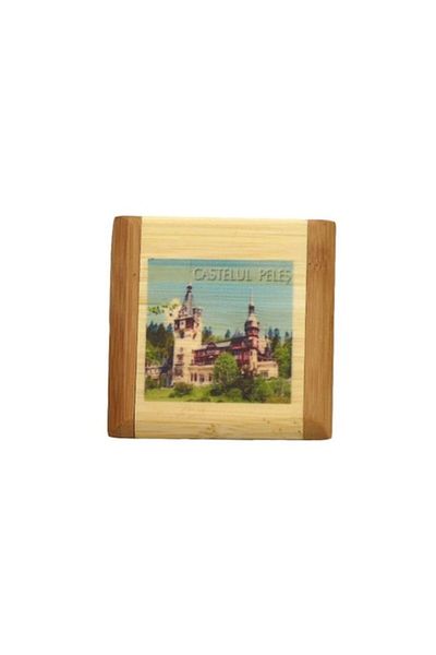OEM Pocket Mirror with Wooden Case, Peles Castle, 8x11cm, Multicolor, M1