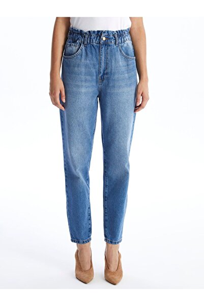 LC Waikiki Pantaloni de damă din denim cu talie elastică Indigo