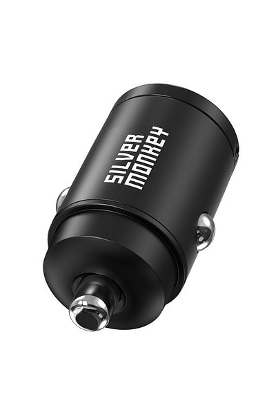 Silver Monkey Încărcător auto pentru priză brichetă 30W 1x USB-C PD negru