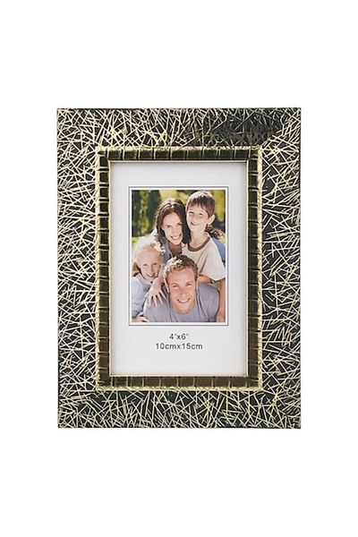 OEM Rama foto din lemn (MDF) cu striatii, 21x26 cm, negru-auriu