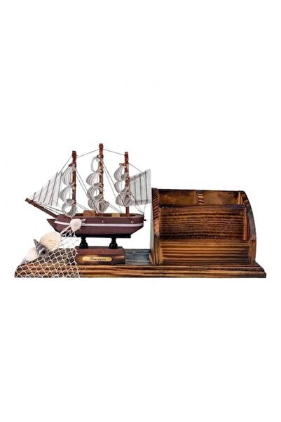 OEM Decoratiune Birou Vapor, Suport Pixuri si Carti de Vizita, Lemn, 25x13cm,...