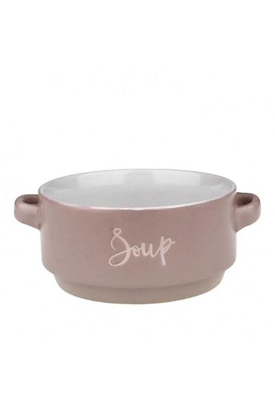 OEM Bol ceramic cu inscripția „Supă” 13x6 cm roz