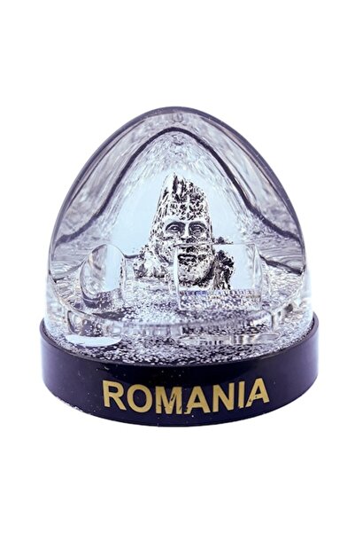 OEM Plastic Globe with Liquid and Face of Decebal, Silver, 9x8 cm